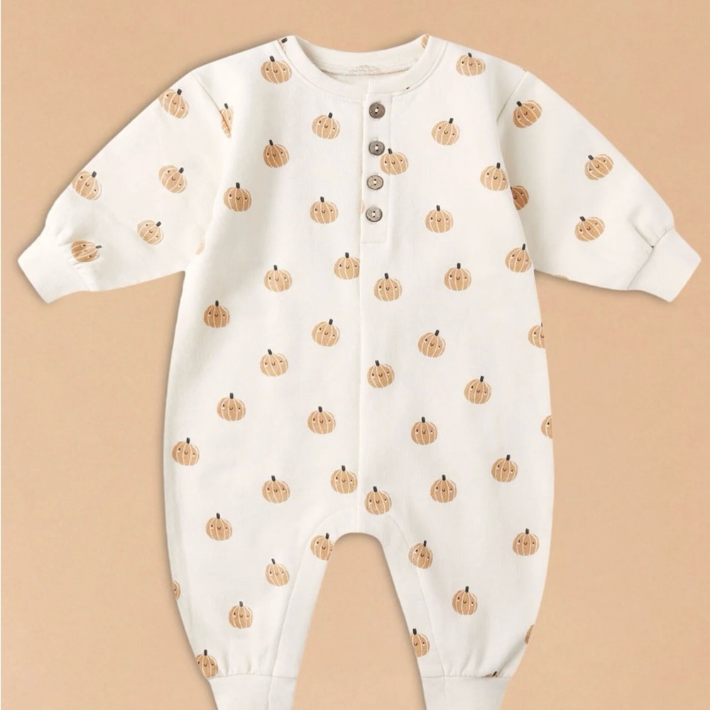 Quincy Mae Smiley pumpkins jumpsuit